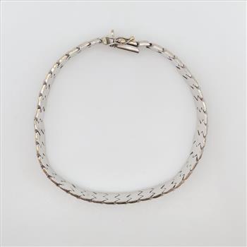 14kt White Gold Hollow Link Bracelet