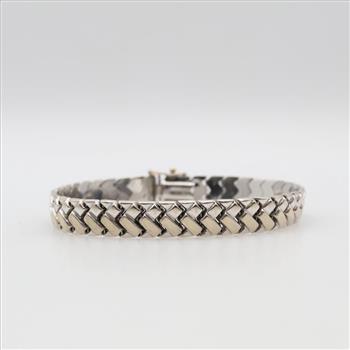 14kt White Gold Hollow Link Bracelet