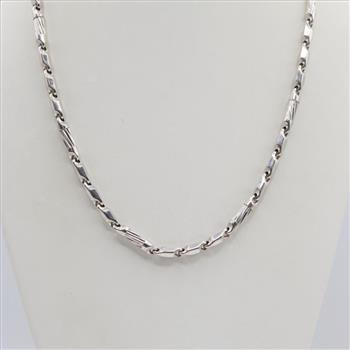 14kt White Gold Hollow Links Necklace