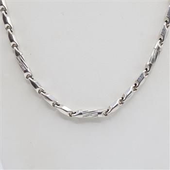14kt White Gold Hollow Links Necklace