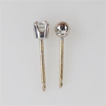 14kt White Gold Mismatched Earrings, 2 Pieces