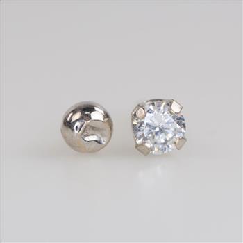 14kt White Gold Mismatched Earrings, 2 Pieces