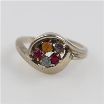 14kt White Gold Multicolored Stone Ring