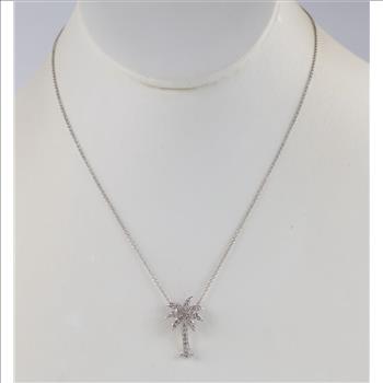 14kt White Gold Palm Tree Diamond Accent Necklace
