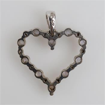 14kt White Gold Purple And White Stone Heart Pendant