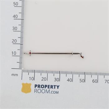14kt White Gold Red Stone Sword Industrial Bar