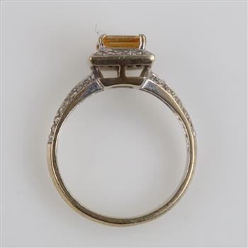 14kt White Gold Yellow Stone Diamond Accent Ring