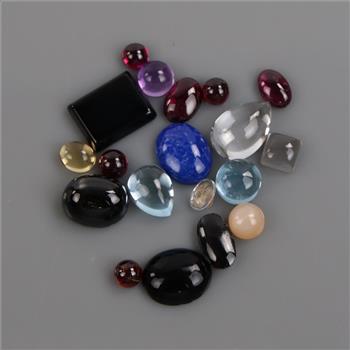 15+ Loose Cabochon Gemstones Including Amethyst, Onyx, Sodalite, Topaz