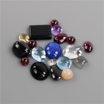 15+ Loose Cabochon Gemstones Including Amethyst, Onyx, Sodalite, Topaz