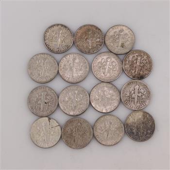 15 US Silver Dimes