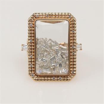 Diamond & 18k Gold Shaker Singular Open Ring
