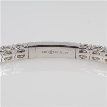 15.50cts TW Diamond 14kt White Gold Tennis Bracelet-Evaluated By Our Certified Gemologist - AGS/GIA