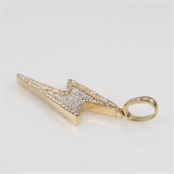 1.55cts TW Diamond 10kt Gold Lightning Bolt Pendant