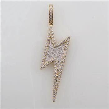 1.55cts TW Diamond 10kt Gold Lightning Bolt Pendant