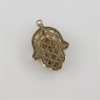 1.56cts TW Diamond 14kt Gold Hand Pendant