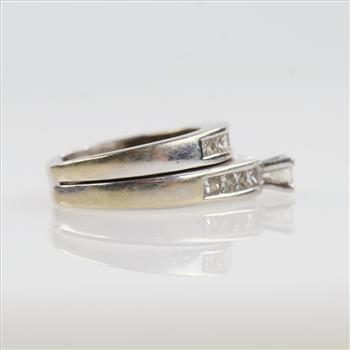 1.59cts TW Diamond 14kt White Gold Bridal Set -Evaluated By Our Certified Gemologist-AGS/GIA