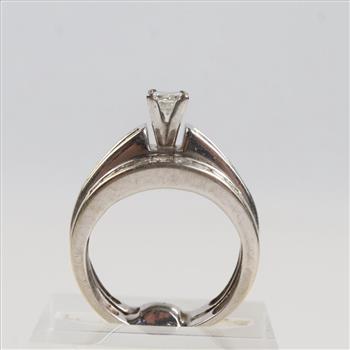 1.59cts TW Diamond 14kt White Gold Bridal Set -Evaluated By Our Certified Gemologist-AGS/GIA
