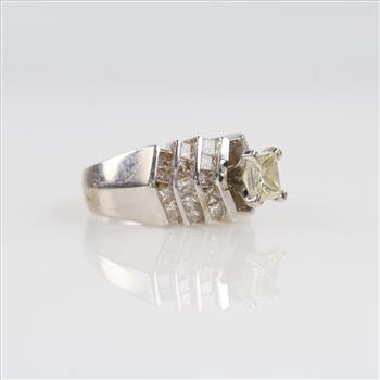 1.59cts TW Diamond 14kt White Gold Engagement Ring-Evaluated By Our Certified Gemologist-AGS/GIA