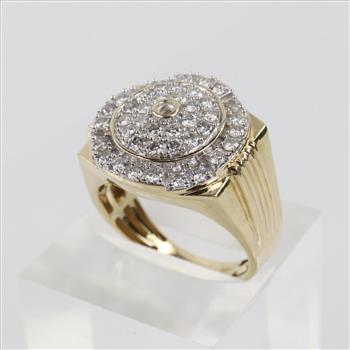 1.60cts TW Diamond 14kt Gold Round Signet Ring