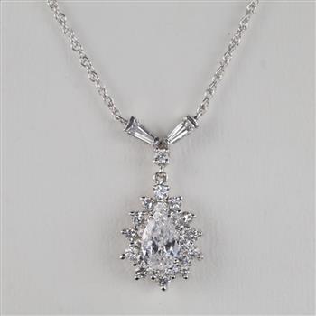 1.68ctTW Diamond 14kt White Gold 14kt White GP Pendant Necklace-Evaluated By Certified Gemologist