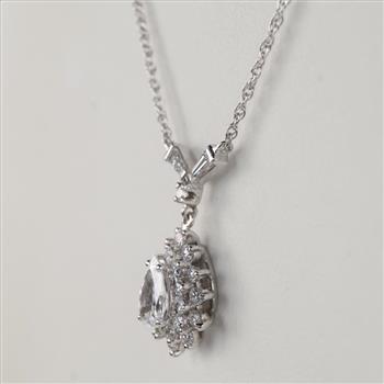 1.68ctTW Diamond 14kt White Gold 14kt White GP Pendant Necklace-Evaluated By Certified Gemologist