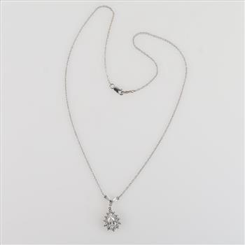 1.68ctTW Diamond 14kt White Gold 14kt White GP Pendant Necklace-Evaluated By Certified Gemologist
