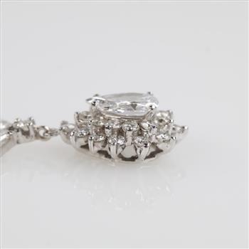 1.68ctTW Diamond 14kt White Gold 14kt White GP Pendant Necklace-Evaluated By Certified Gemologist