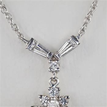 1.68ctTW Diamond 14kt White Gold 14kt White GP Pendant Necklace-Evaluated By Certified Gemologist