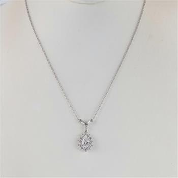1.68ctTW Diamond 14kt White Gold 14kt White GP Pendant Necklace-Evaluated By Certified Gemologist