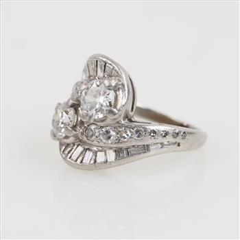 1.75cts TW Diamond Platinum Bypass Ring-Evaluated By Our Certified Gemologist-AGS/GIA