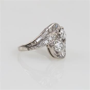 1.75cts TW Diamond Platinum Bypass Ring-Evaluated By Our Certified Gemologist-AGS/GIA