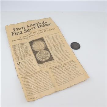 1784 Spanish Bolivia 8 Reales Antique Genuine Colonial Silver Dollar