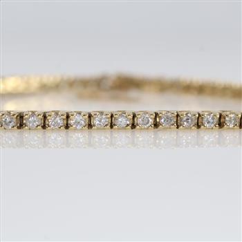 1.83cts TW Diamond 14kt Gold Tennis Bracelet-Evaluated By Our Certified Gemologist-AGS/GIA