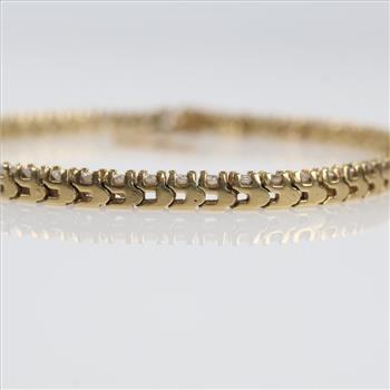 1.83cts TW Diamond 14kt Gold Tennis Bracelet-Evaluated By Our Certified Gemologist-AGS/GIA