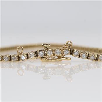 1.83cts TW Diamond 14kt Gold Tennis Bracelet-Evaluated By Our Certified Gemologist-AGS/GIA