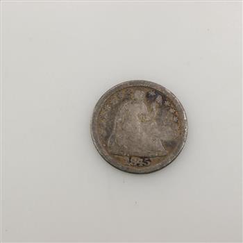 1845 US Liberty Seated Silver Half Dime