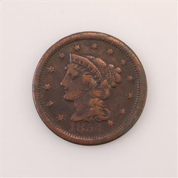 1851 Matron Copper One Cent Coin