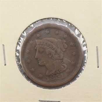 1851 US Braided Hair Large One Cent