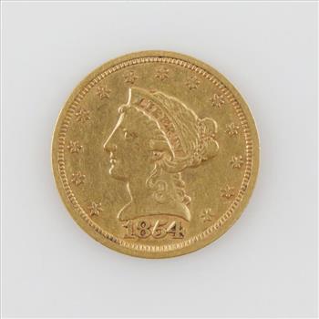 1854 Liberty Head Gold $2.50 Coin