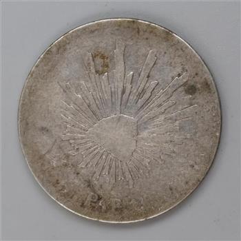 1856 Mexican First Republic Cap & Rays Silver 4 Reales
