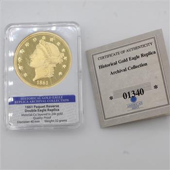1861 GP Paquet Reverse Double Eagle Proof Replica / With COA