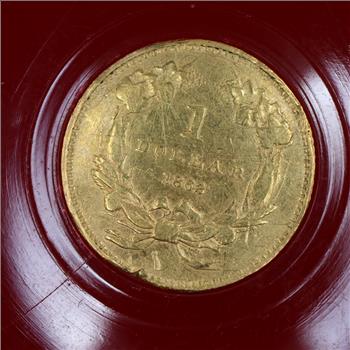 1862 US Indian Princess Gold 1 Dollar Coin