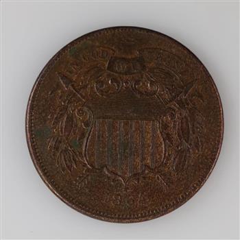 1864 US 2 Cent Shield Coin