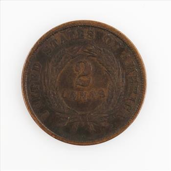 1864 US Large Motto Two Cents Shield Coin