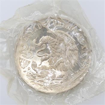 1868 Mexican Olympic 25 Pesos Silver Coin