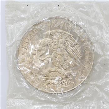 1868 Mexican Olympic 25 Pesos Silver Coin