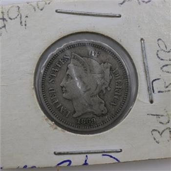 1869 US Nickel Three-Cent Piece