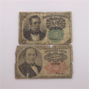 1874 Fractional Currency, 2 Pieces