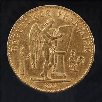 1877 French Guardian Angel Gold 20 Franc