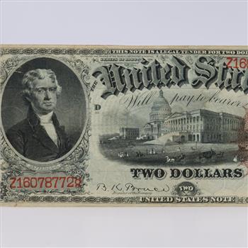 1880 US Note 2 Dollar Large Bill FR52